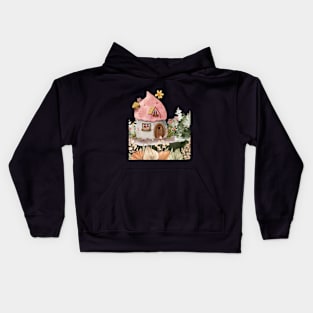 Simple Beautiful Watercolor Pink House Art Kids Hoodie